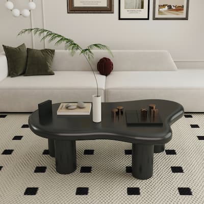 40 Inch Black Cloud Shaped Coffee Table