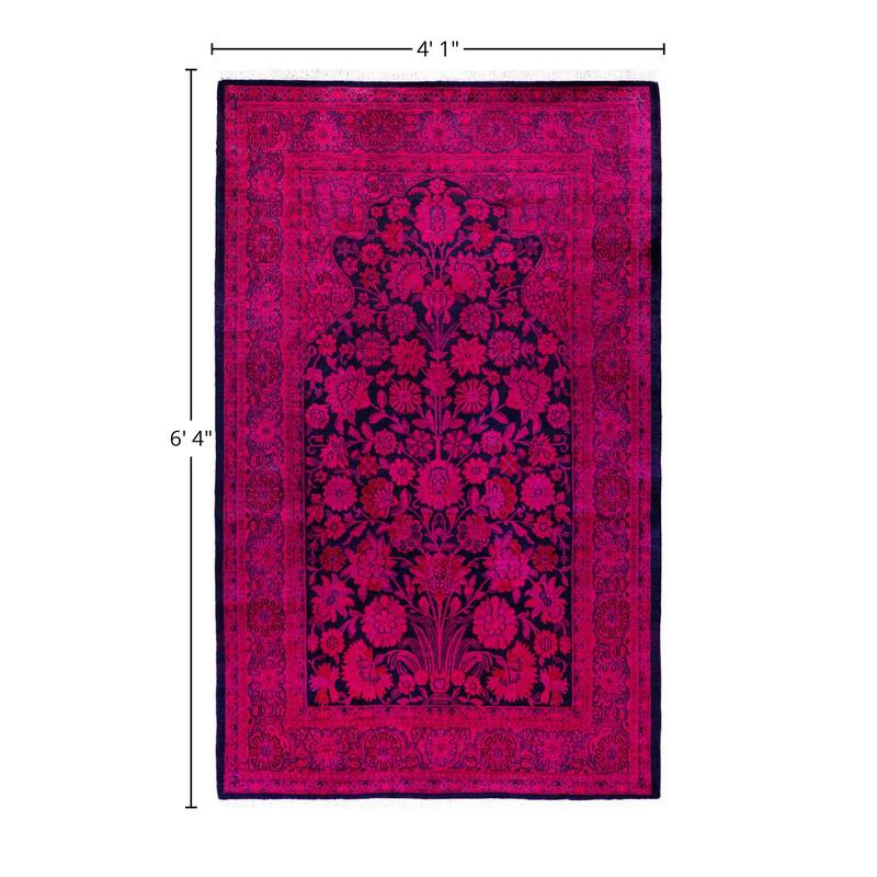 Overdyed One-of-a-Kind Hand-Knotted Area Rug - Pink - 4' 1" x 6' 4"