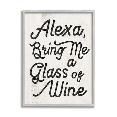 Stupell Alexa Bring Me Wine Distressed Kitchen Sign Framed Wall Art