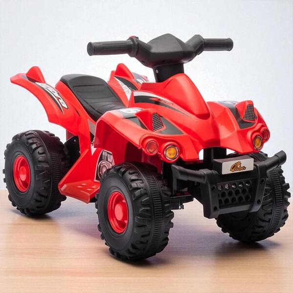 slide 2 of 7, 6V Kids Ride-On ATV Quad, Electric 4-Wheeler Car with Music, Headlight, Safe Speed 1.6 MPH, Battery Toy for Boys & Girls Ages Red