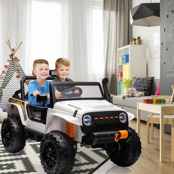 slide 2 of 50, 24V Kids 2 Seater Ride On Truck Car Electric Vehicles w/Remote Control White