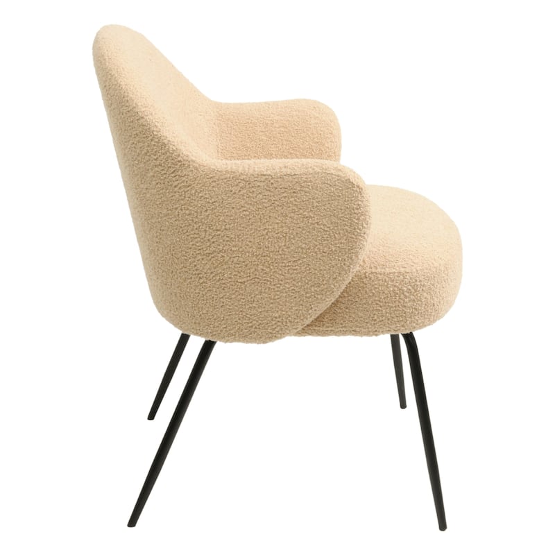 Furnish Theory Nordic Comfort Dining Armchair Arm Chair w/ Various Boucle Fabric Upholstery Covers & Steel Leg Finishes