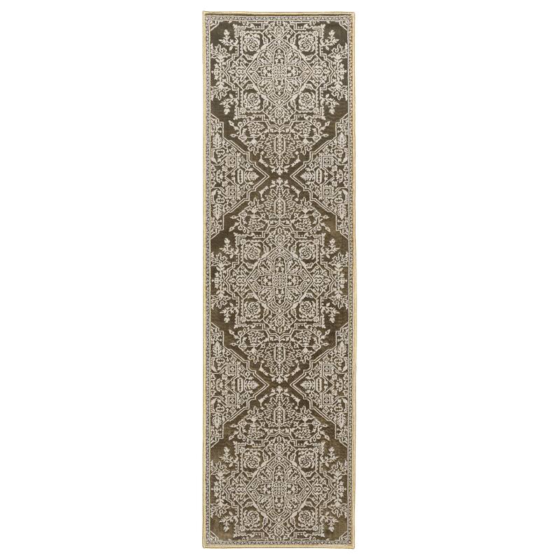 Style Haven Ingram Two-Tone Traditional Medallion Area Rug - 2' 3" x 7' 6" - Gold/ Beige - Runner