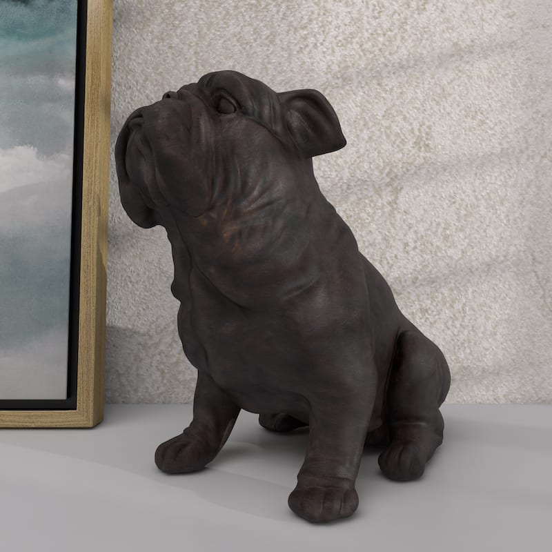 Polystone Bulldog Weathered or Distressed Sitting Decorative Sculpture - Brown - Roche River Decor