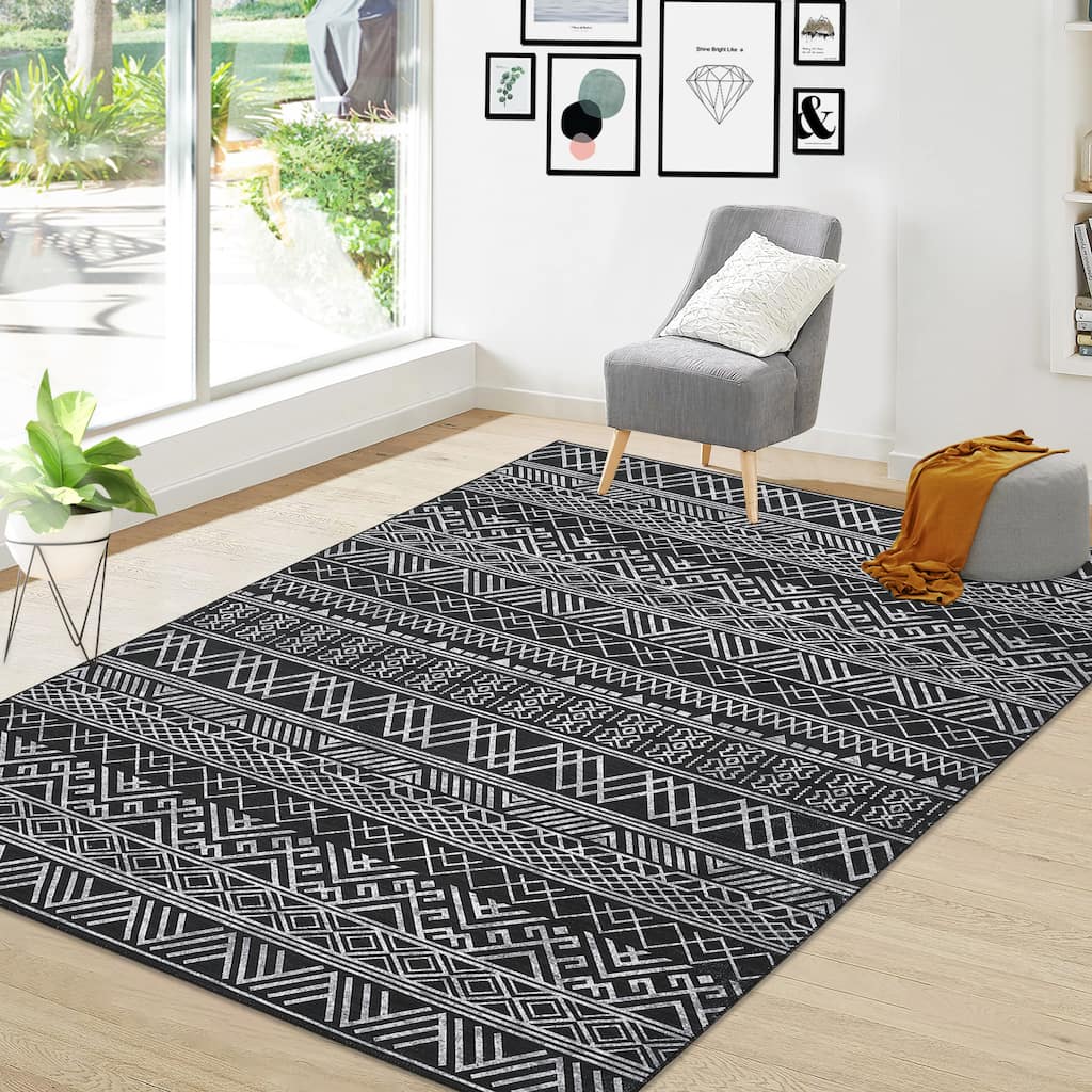 Garvee Boho Area Rug Moroccan Accent Rugs Geometric Distressed Carpet