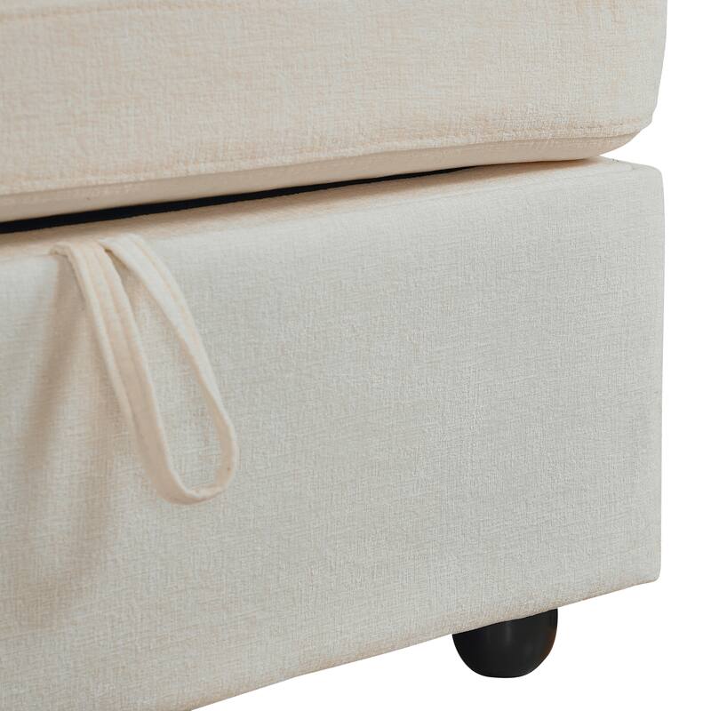 Chenille Modular Sectional Sofa with Right-Arm Chaise & Middle Seat