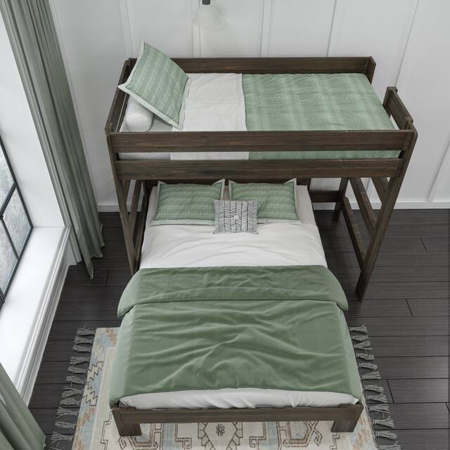 Max and Lily Farmhouse Twin over Queen L Shaped Bunk Bed
