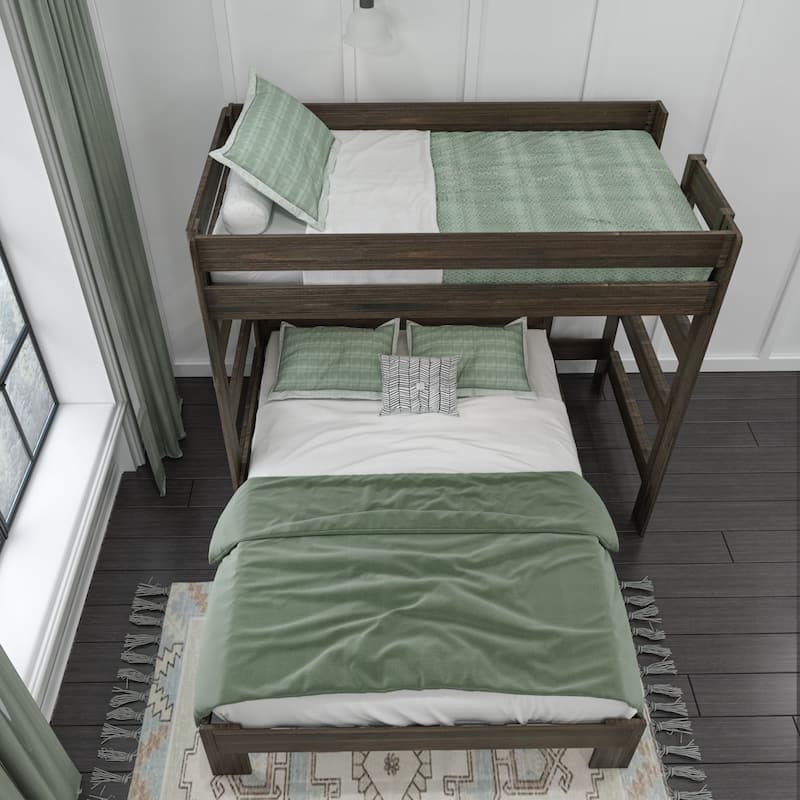 Max and Lily Farmhouse Twin over Queen L Shaped Bunk Bed