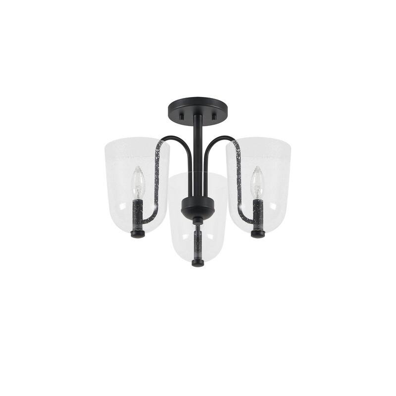 KAWOTI 3-light Modern Semi-flush Mount with Seeded Glass Shade - W17.25" x H12.4"