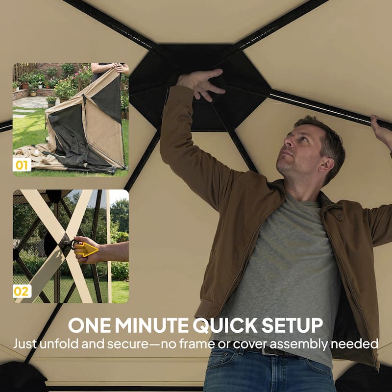 Outsunny 10 x 11 ft Pop Up Gazebo Screen Tent, Outdoor Portable Instant Camping Canopy Screen House Sun Shelter