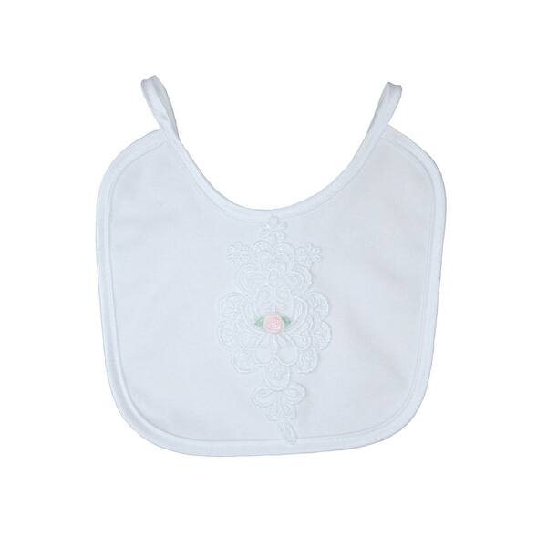 Shop Little Things Mean A Lot Baby Girls White Rose Cotton Embroidered Bib One Size Overstock 25572013