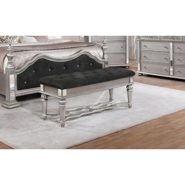 Silver Orchid Heston Velvet Tufted Bedroom Bench On Sale Overstock 18826364