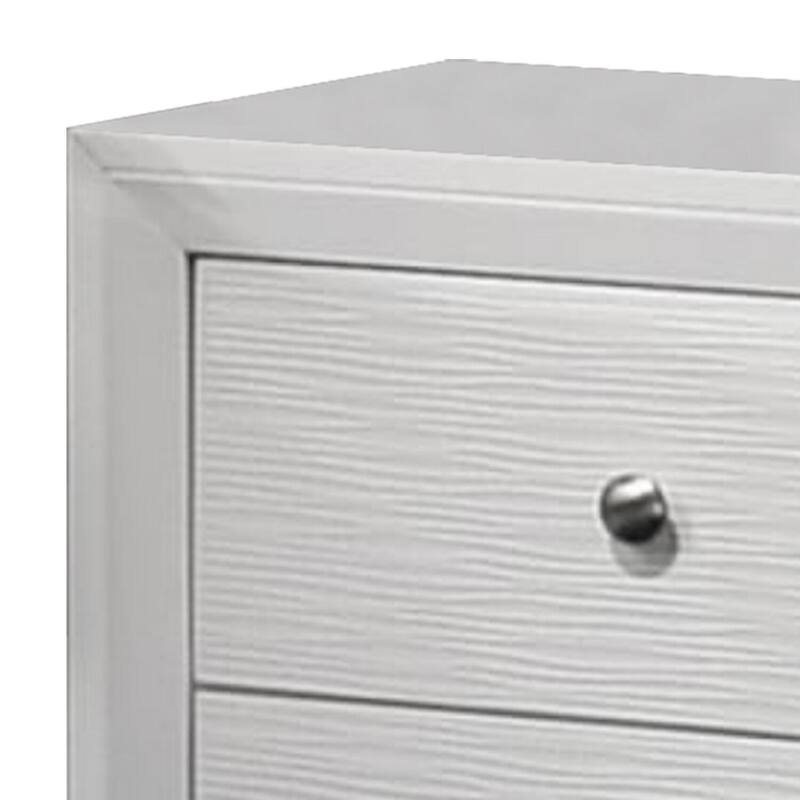 White/Chrome 2 Drawer 16.4 in. W Nightstand with Sturdy Knob Pulls