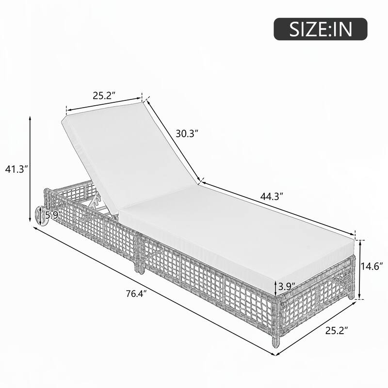 Outdoor Lounge Chair for Garden(Grey and Beige)