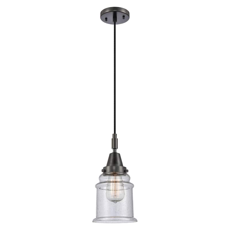 Innovations Lighting Downtown Urban - Caden Canton - 1 Light 6" Cord Hung Mini Pendant - Seedy Shade/Matte Black