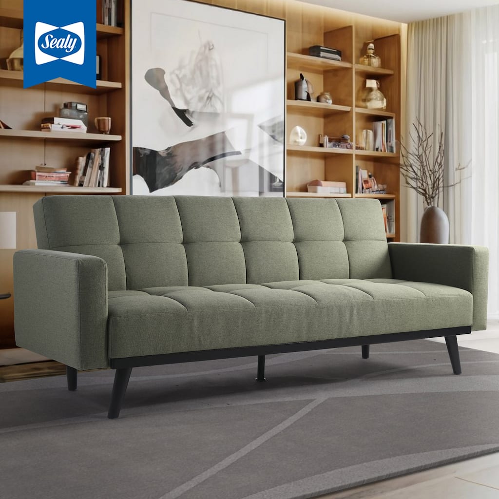 Sealy Cupertino Sofa Convertible with Solid Wood Legs In Espresso