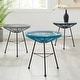 preview thumbnail 1 of 13, Sarcelles Modern Woven Wicker Patio Side Table with Glass Top by Corvus