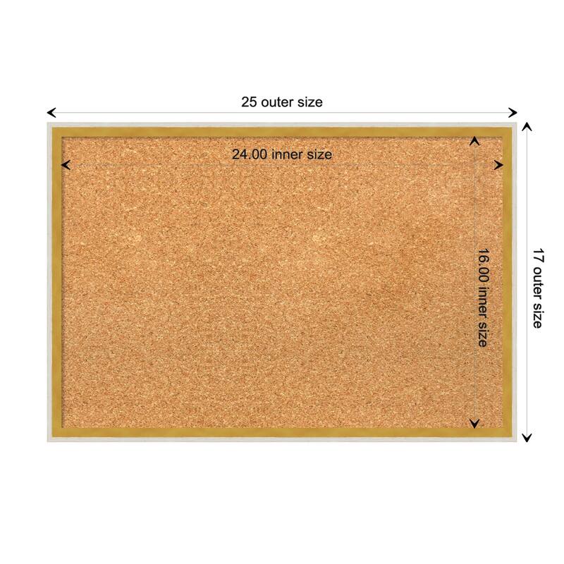 Paige Wood Framed Natural Corkboard Bulletin Board - Paige White Gold - Board Size 24x16