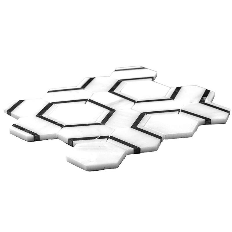 The Tile Life Pelta Orb 13x11 Hexagon Marble Floor, Wall & Backsplash Tile
