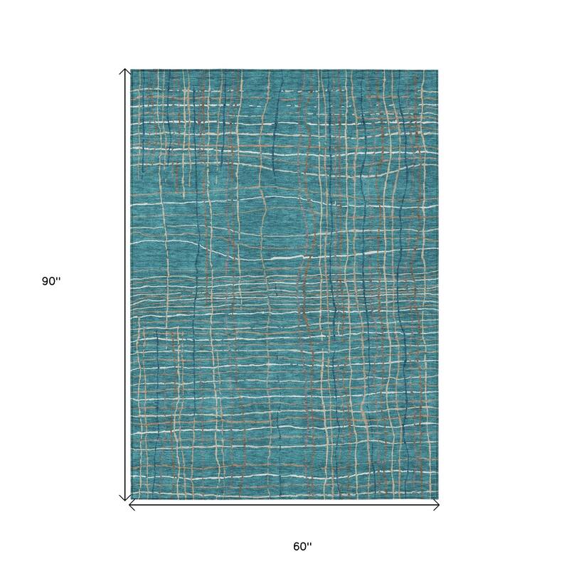 HomeRoots Striped Transitional Rectangle Outdoor Rug