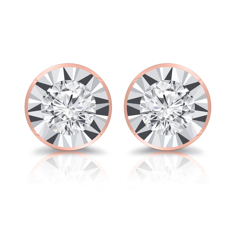 Auriya 1/6ctw Bezel-set Diamond Stud Earrings 14k Gold (G-H, I1-I2)