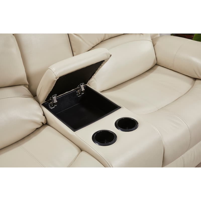 Betsy Furniture 3 Piece Bonded Leather Reclining Living Room Set, Sofa, Loveseat and Glider Chair