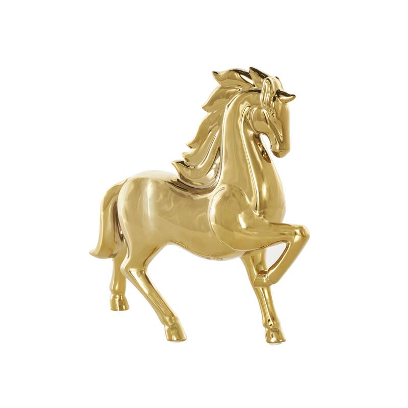 Ceramic Prancing Horse Decorative Sculpture - Gold or Silver - Gold