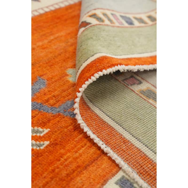 Hand Knotted Oriental 100% Wool Carpet Modern Geometric Multi-Colored Gabbeh Area Rug - 14' 1'' X 10' 4''