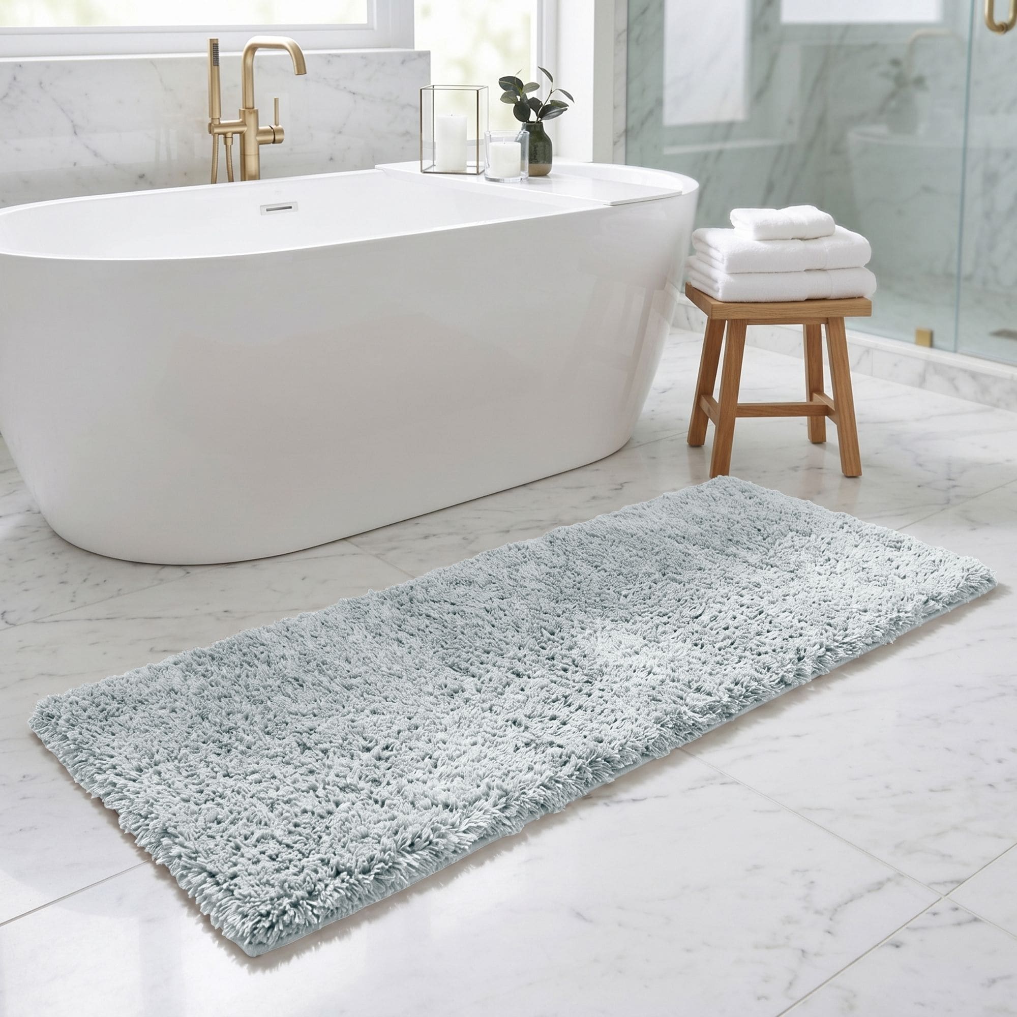 Better Trends Small Bathroom Rug Non Slip Bath Mat for Bathroom Floor Soft Shaggy Absorbent Machine Washable Luxury Tub Rug