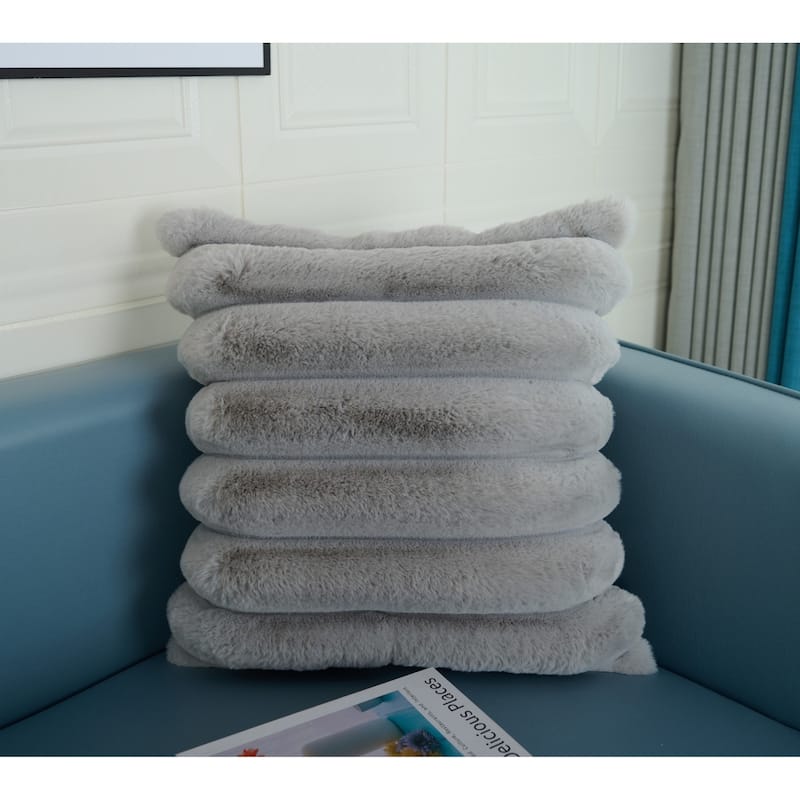 Madrid Collection Ultra Soft Ribbed Faux Fur Throw Pillow
