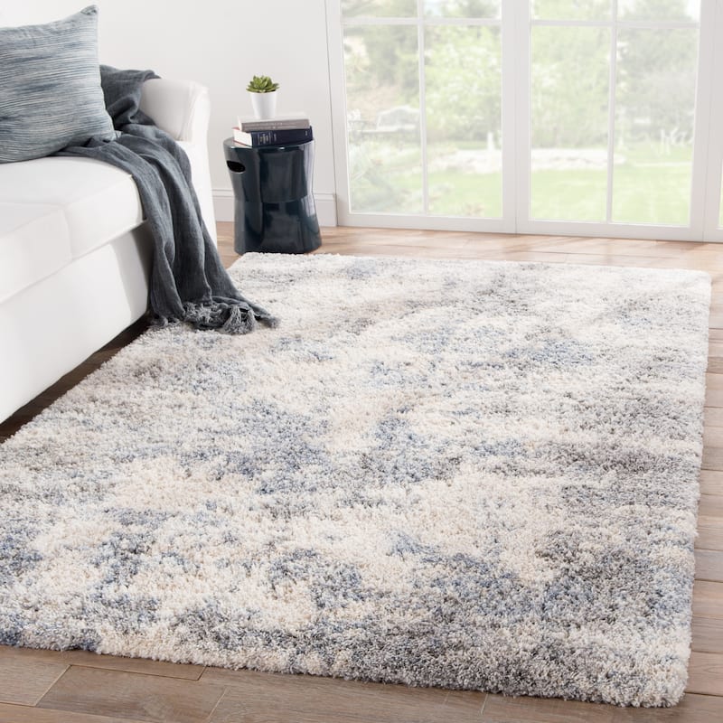 Harmony Abstract Light Gray/ Blue Area Rug