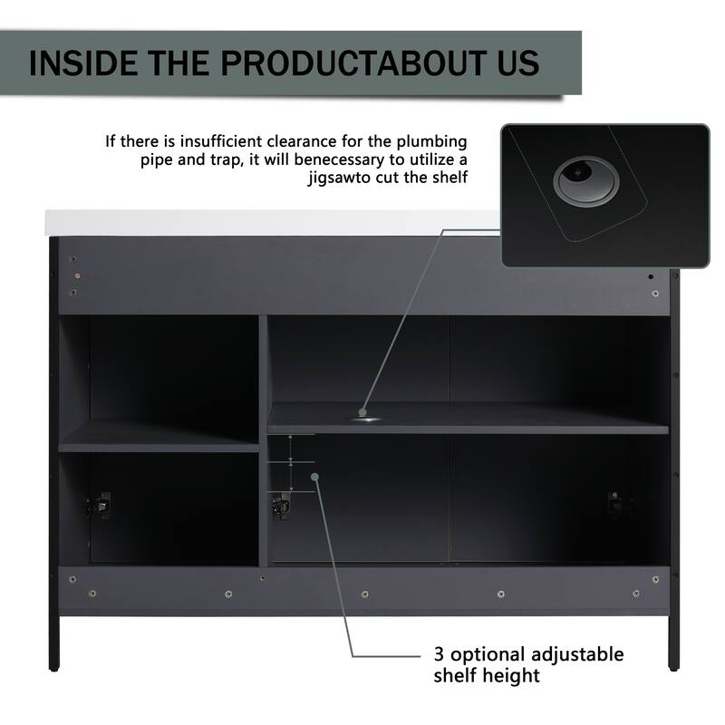 48" Freestanding Bathroom Vanity with Resin Sink