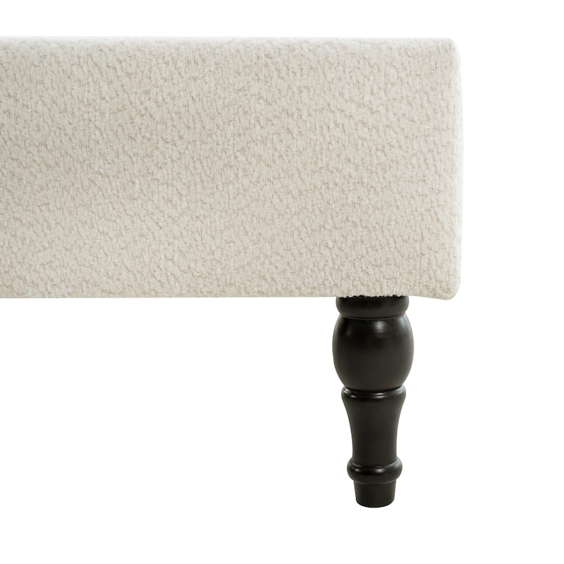 GDFStudio - Jane 55.5" High Back Upholstered Headboard Bed Frame with Slat Support and Solid Wood Feet