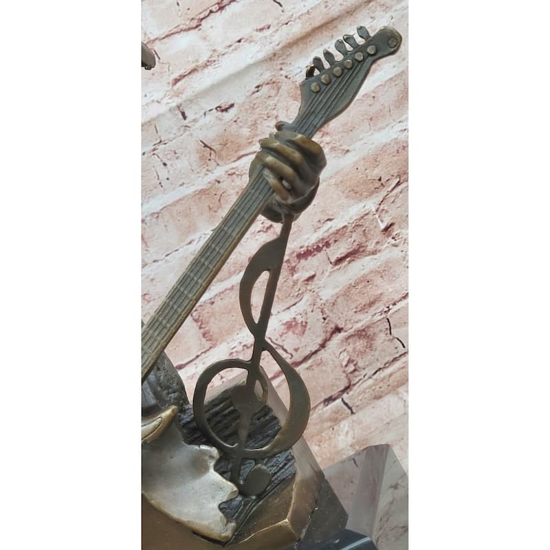 Black Guitarist Musician Bronze Bust Statue Sculpture Figure Original Art 17 Inches X 12 Inches