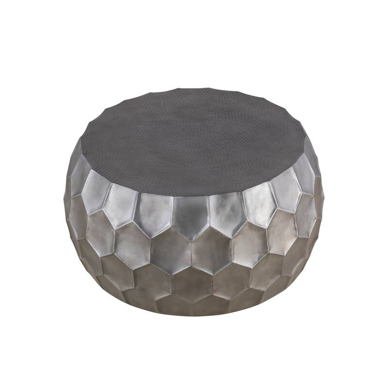 Modern Contemporary Round Aluminum material 32" Coffee Table and 21"Height End Table Set 2PC Tables with Glossy Diamond-