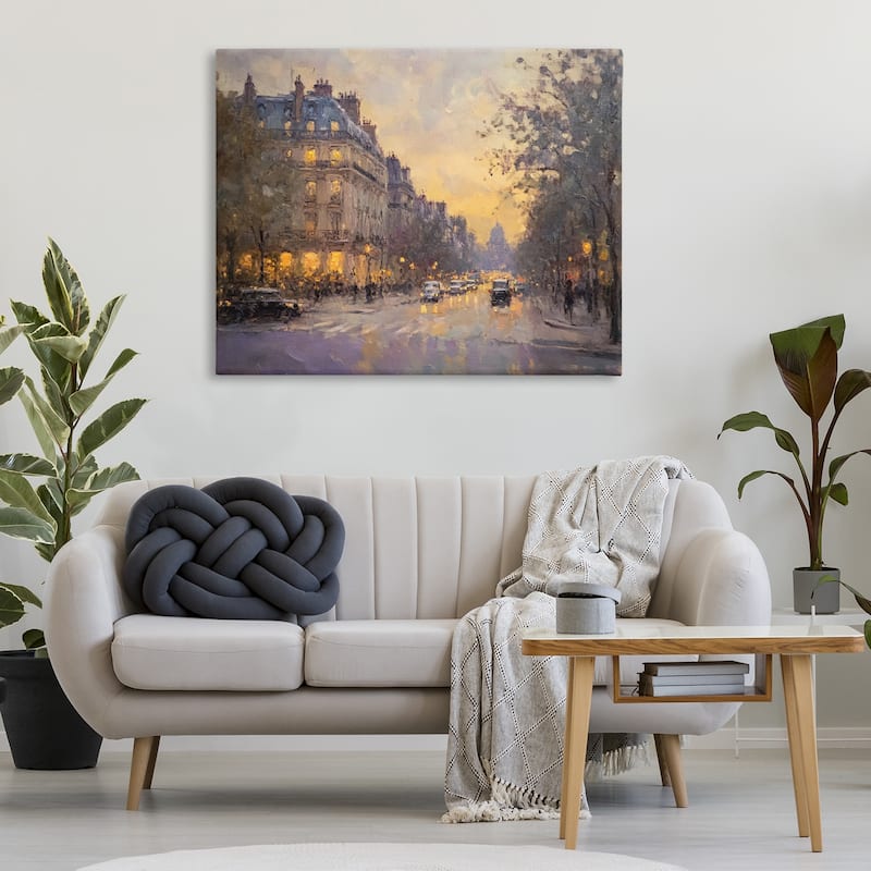 Stupell Vintage City Street View Canvas Wall Art Design By Petal Prints Design