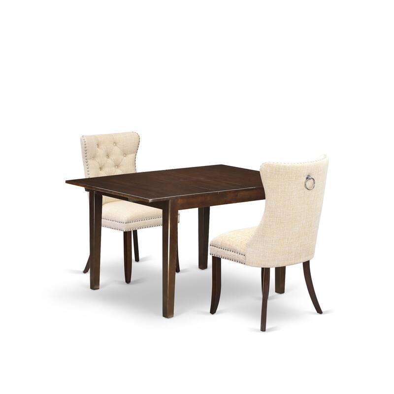 East West Furniture Kitchen Table Set Contains a Rectangle Dining Table and Padded Chairs, Mahogany (Pieces Options)