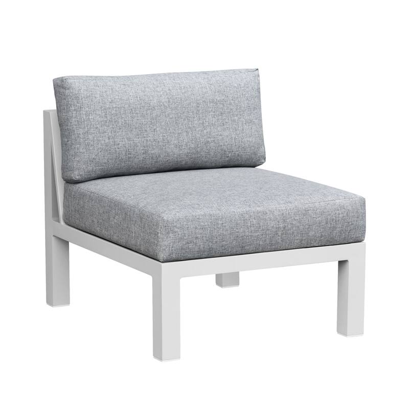 Nash Outdoor Aluminum Armless Chair with Cushions, Buff