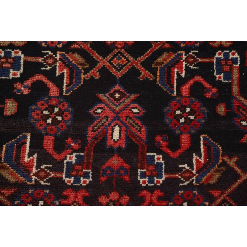 All-Over Hamedan Persian Vintage Runner Rug Hand-Knotted Wool Carpet - 3'8" x 10'2"