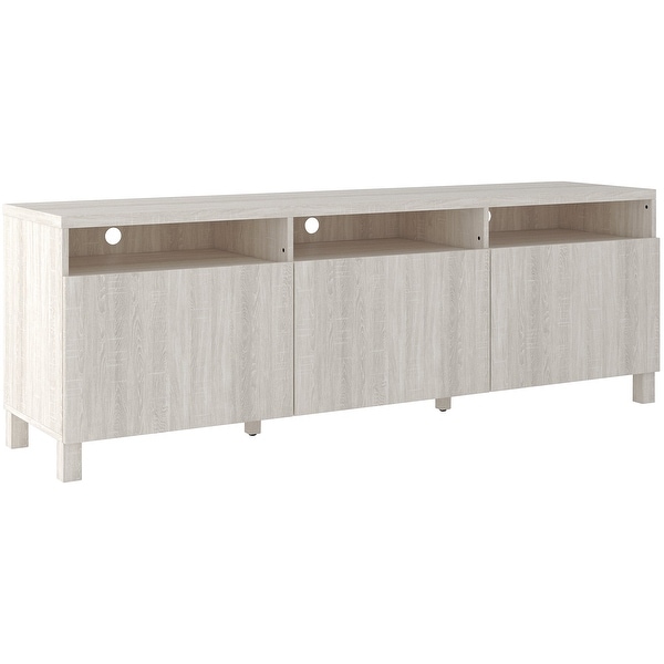Dorrinson Extra Large TV Stand, White - 65 inches in width. Opens flyout.