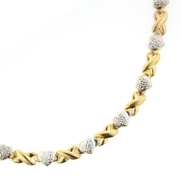 XOXO Stampato Necklace and Bracelet Set 20 LENGTH Gold Rose /& Silver NEW Womens Three Tone