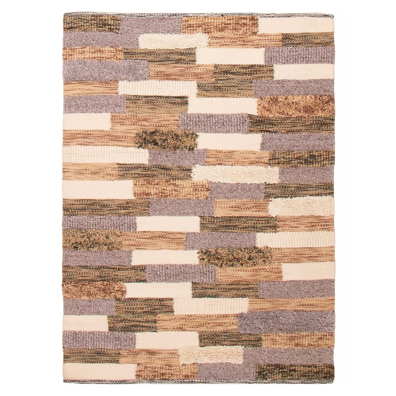 ECARPETGALLERY Braid weave Sienna Brown Wool Rug - 5'8 x 7'11 - Light Brown - 5'8 x 7'11