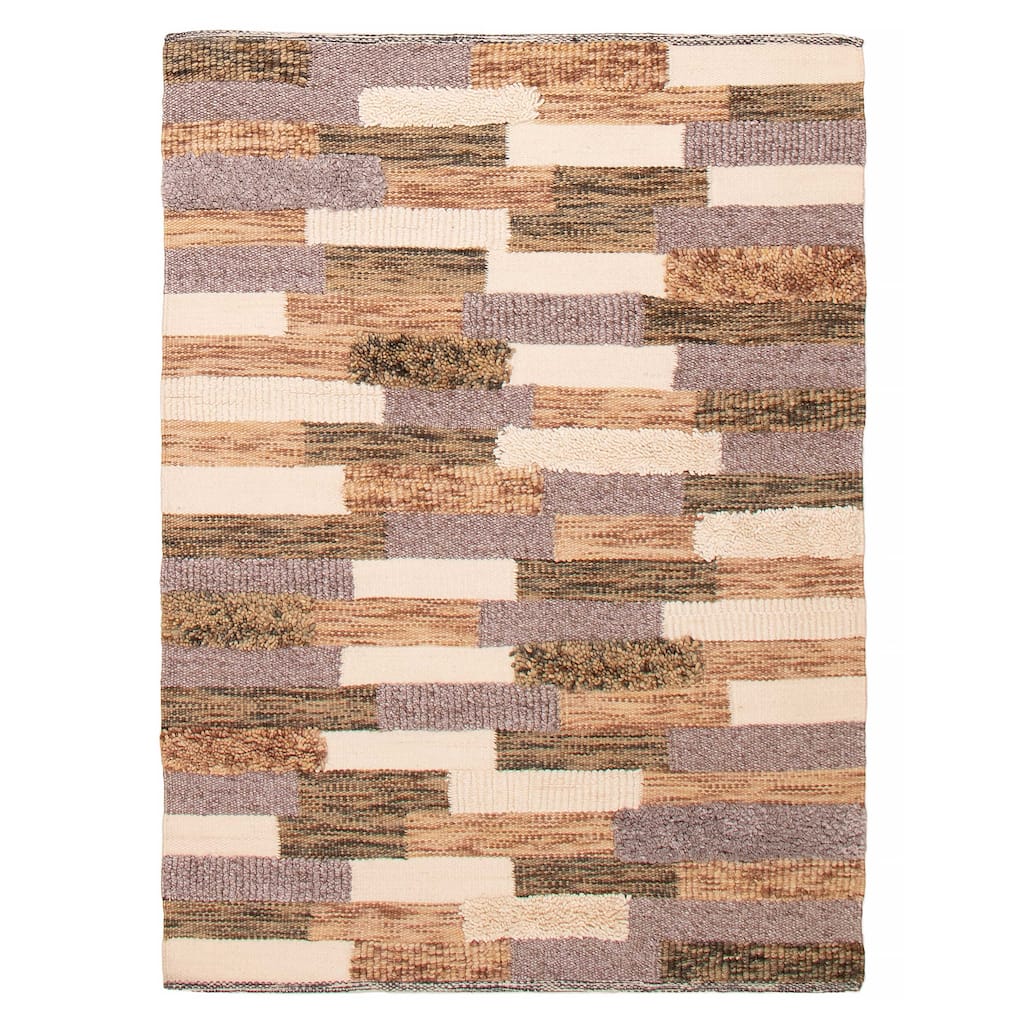 ECARPETGALLERY Braid weave Sienna Brown Wool Rug - 5'8 x 7'11