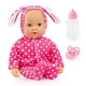 preview thumbnail 1 of 3, Bayer: Anna First Words Baby Doll - 15" Bunny Pink & White Polka Dot Onesie - Speaks & Open/Closes Eyes, Pacifier & Bottle