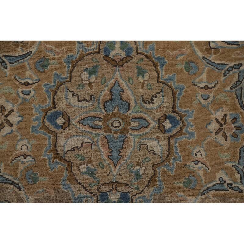 Hand Knotted Oriental 100% Wool Carpet Traditional Floral Peach Mashad Area Rug - 12' 5'' X 9' 4''