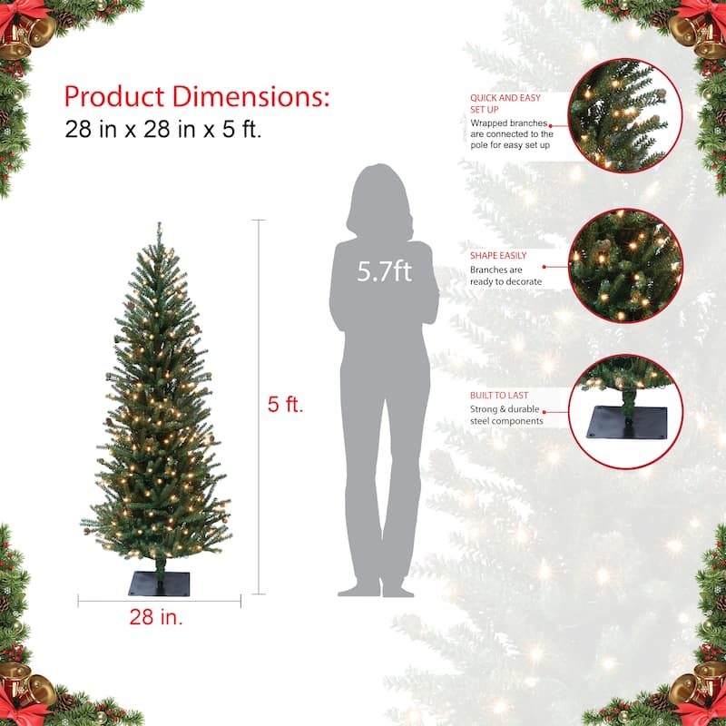 Puleo International Pre-Lit 5' Fir Artificial Christmas Tree