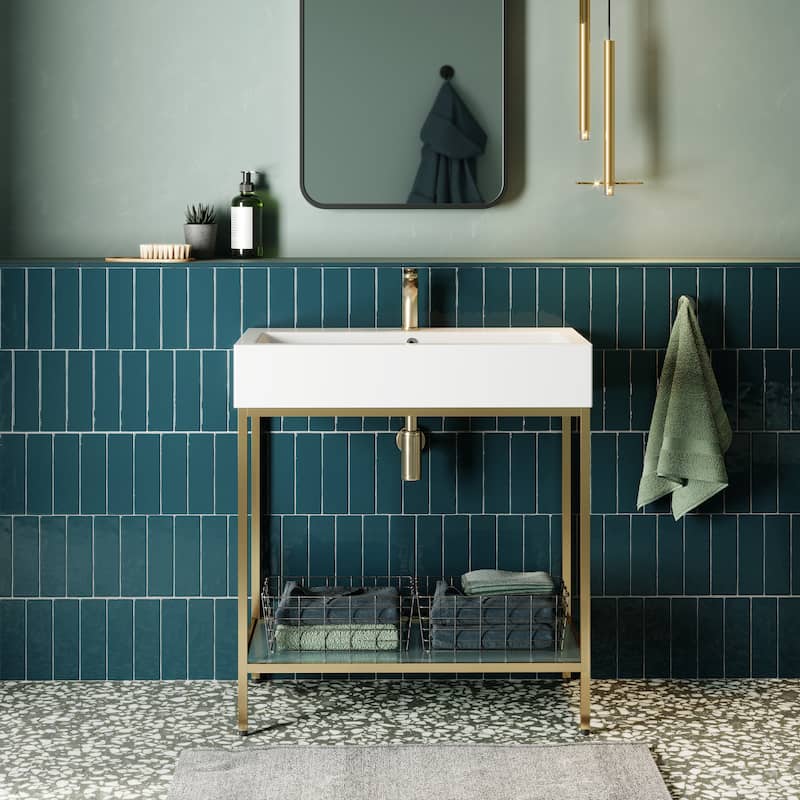 Pierre Metal Freestanding Single Sink Bathroom Vanity