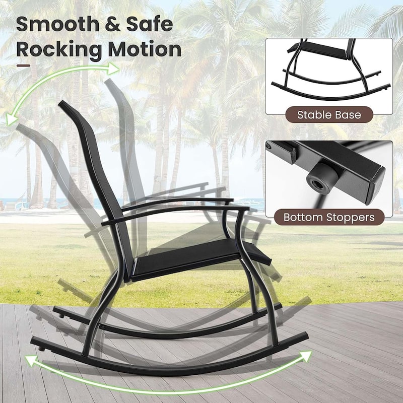 Set of 2/4 Patio Rocking Chairs Outdoor Rocker w/ Safe Rocking Motion