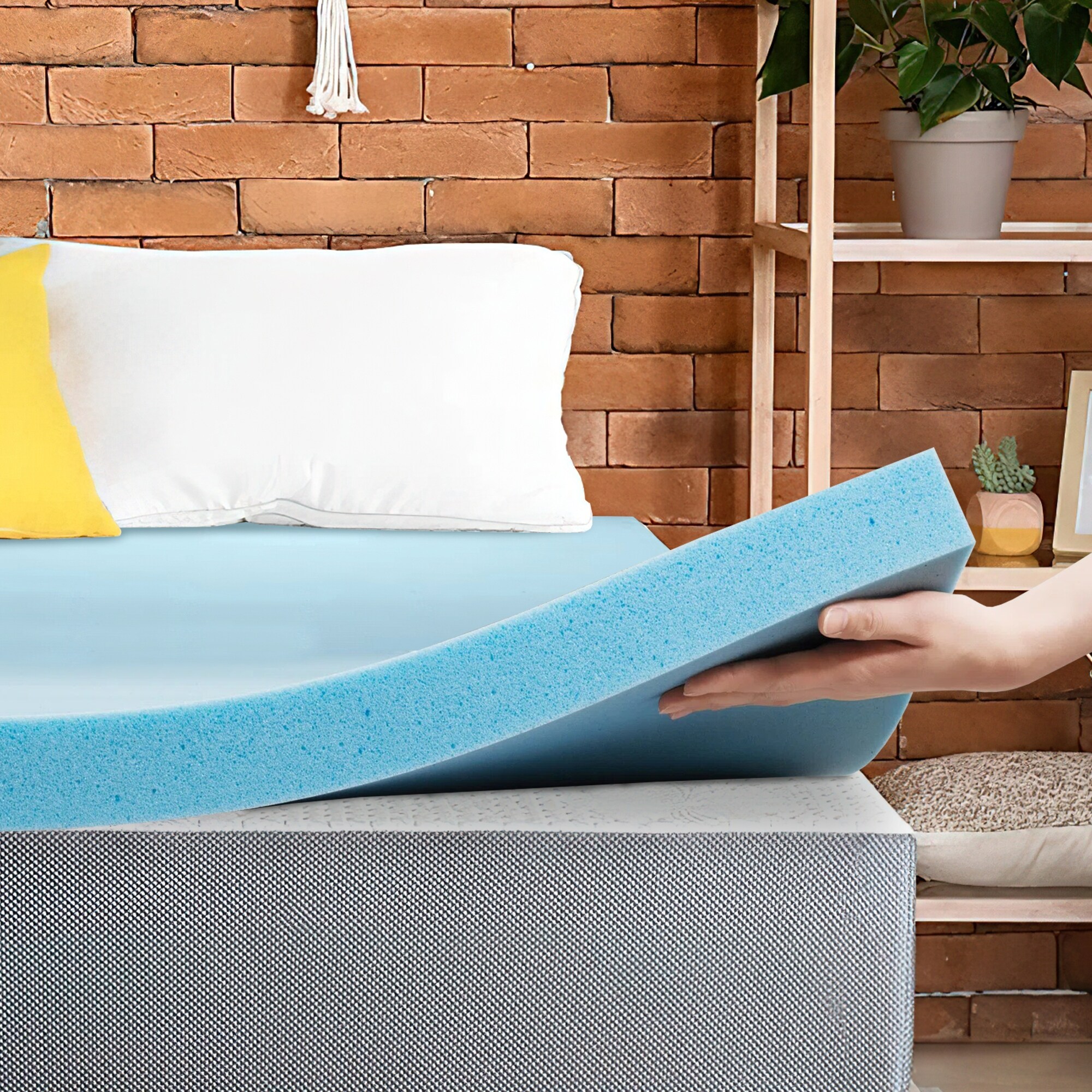 Blue mattress pad top