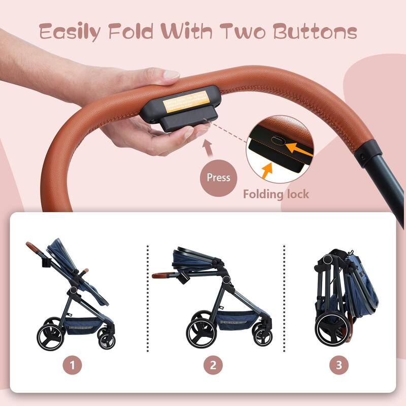 Convertible Baby Stroller, 3 in 1 Reversible Bassinet Stroller for Newborn